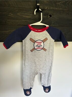 Baby Starters Navy, Gray & Red 'Little Slugger' Baseball Footie